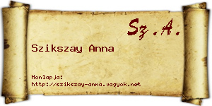 Szikszay Anna névjegykártya