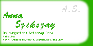 anna szikszay business card